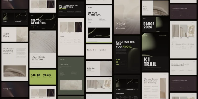 Still from the Brand Studio film: materials for fictional demo brands