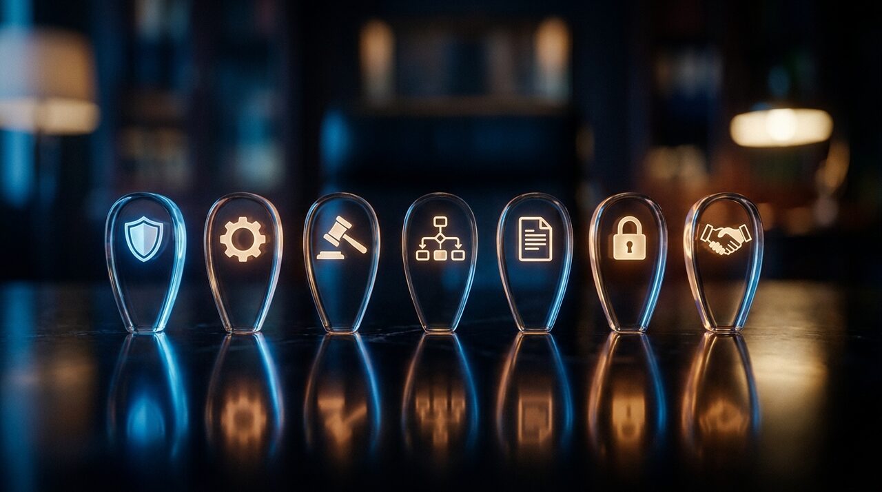 Cockpit sieben Kern-Sektionen einer AI-Acceptable-Use-Policy 2026 Whitelist Daten-Tabu Output-Pflichten Prompt-Hygiene Verantwortlichkeit Schulungspflicht Eskalations-Pfad mit AI-Act-Artikel-4-Anker DSGVO-Anker NIS2-KRITIS-Anker fuer DACH-Mittelstand